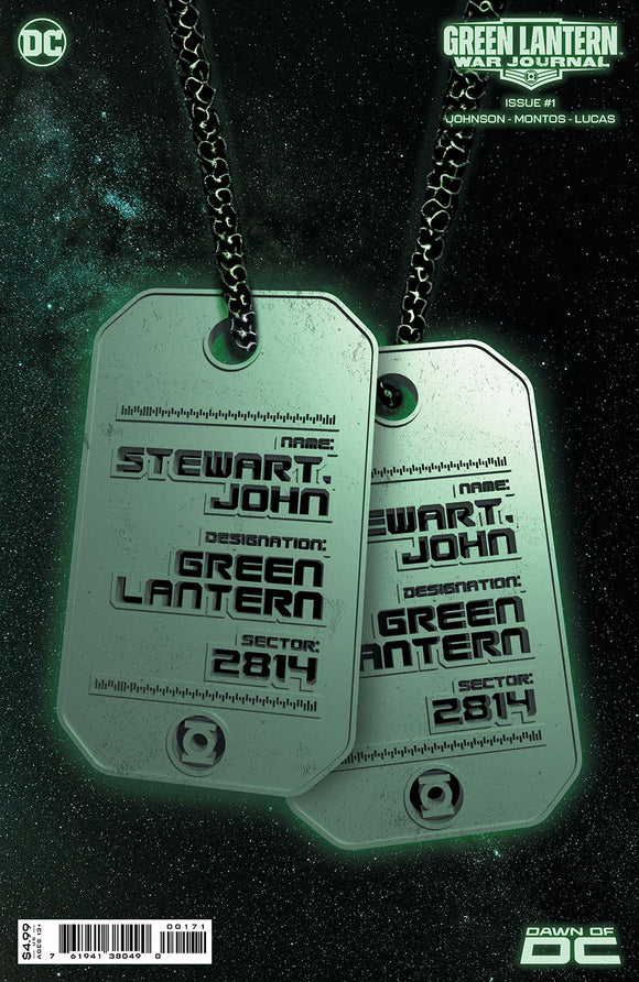 Green Lantern War Journal #1 Cover E Variant John Stewart Glow-In-The-Dark Dog Tag Card Stock Cover