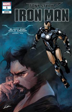 Tony Stark Iron Man #1 Cover D Variant Alexander Lozano & Valerio Schiti Black And Gold Armor Cover