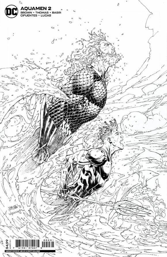 Aquamen #2 Cover C Variant Jim Lee Black & White Card Stock Cover