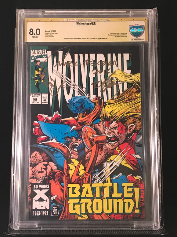 Wolverine Vol 2 #68 Signature Series and Sketch Gold Grade 8.0