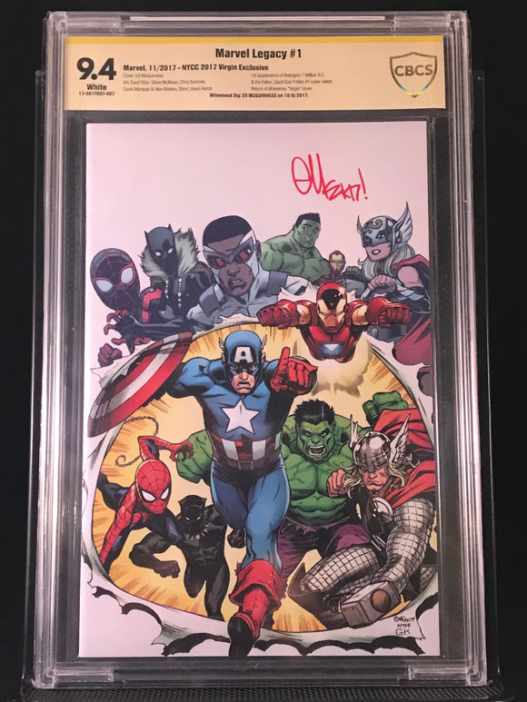 Marvel Legacy #1 NYCC Exclusive Ed McGuiness cover Signature Series 9.4 Grade