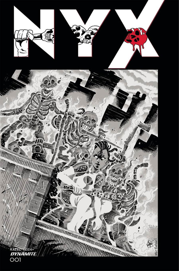 Nyx (Dynamite Entertainment) #1 Cover S Incentive Ken Haeser TMNT Homage Greyscale Cover